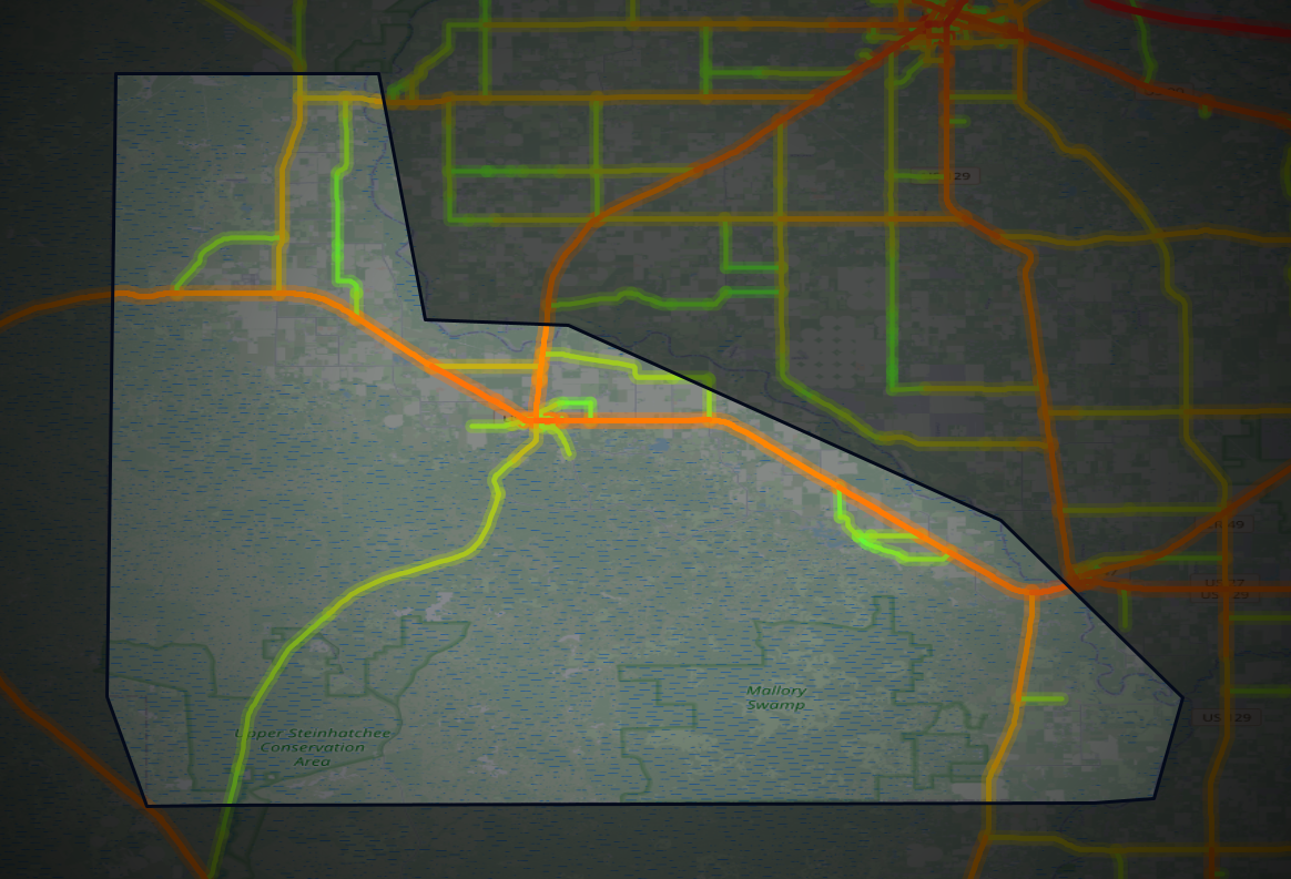 Traffic map of Lafayette, Florida