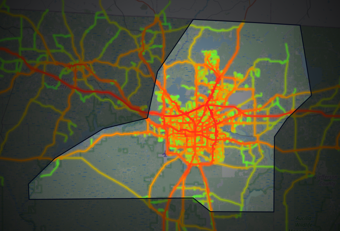 Traffic map of Leon, Florida