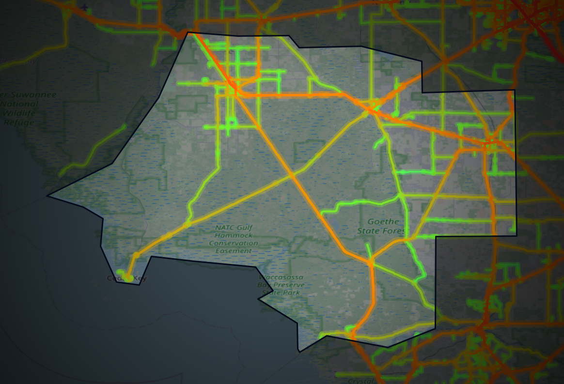 Traffic map of Levy, Florida
