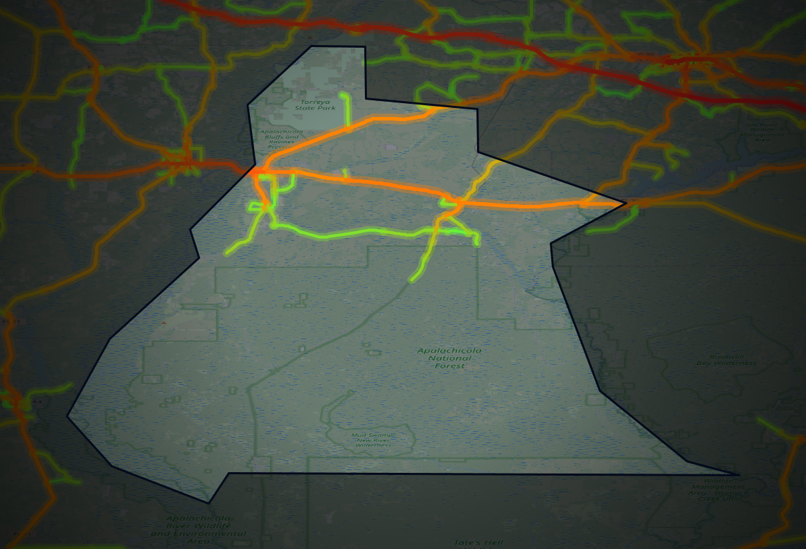 Traffic map of Liberty, Florida