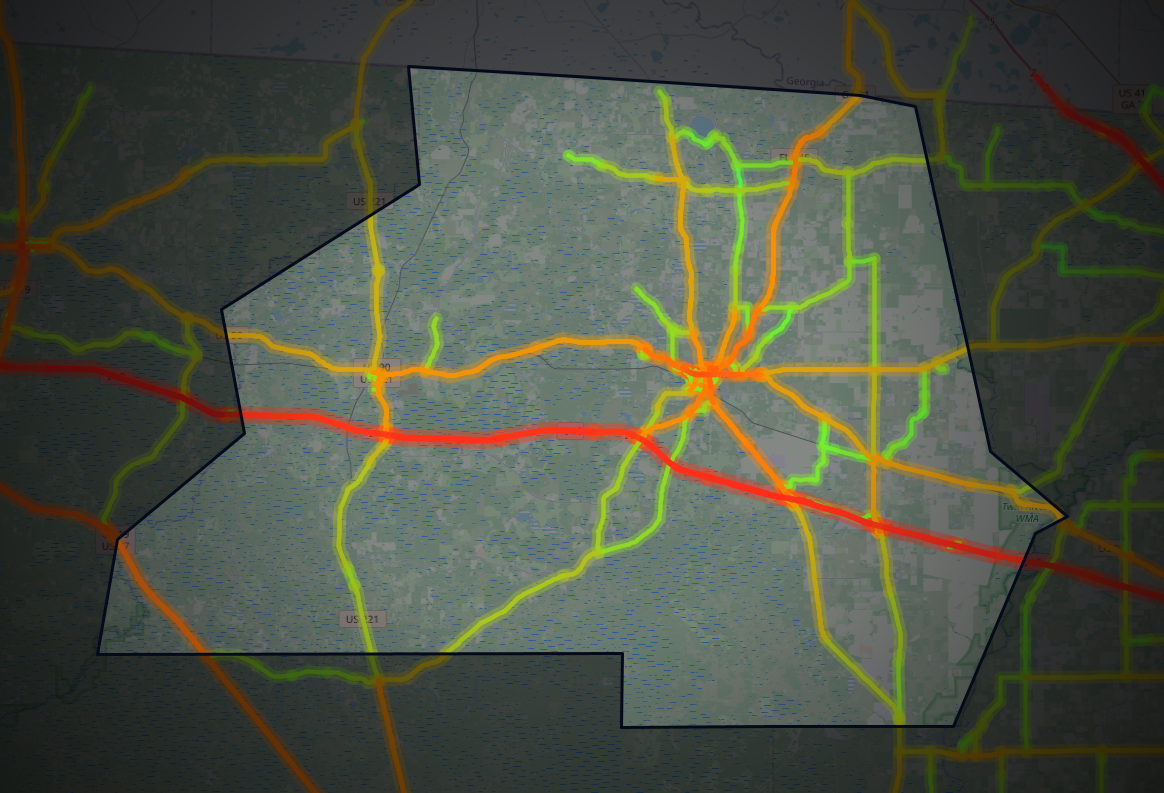 Traffic map of Madison, Florida