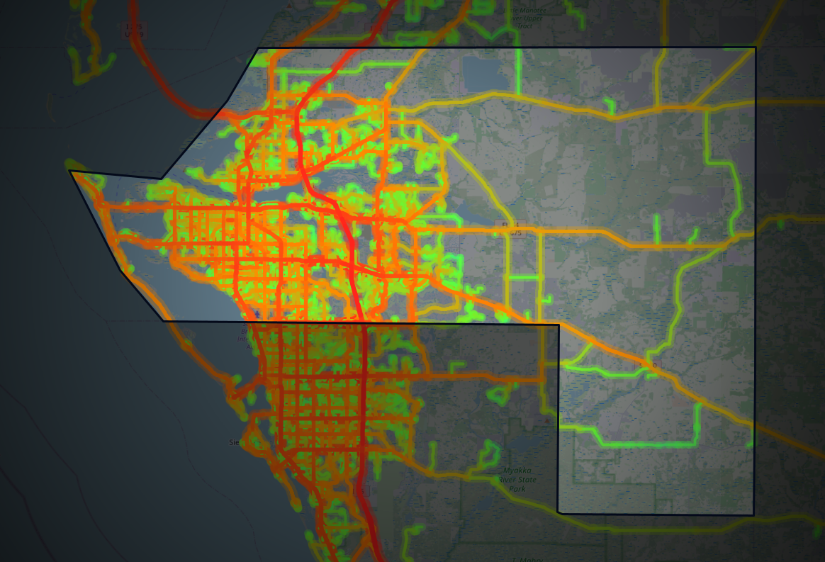 Traffic map of Manatee, Florida