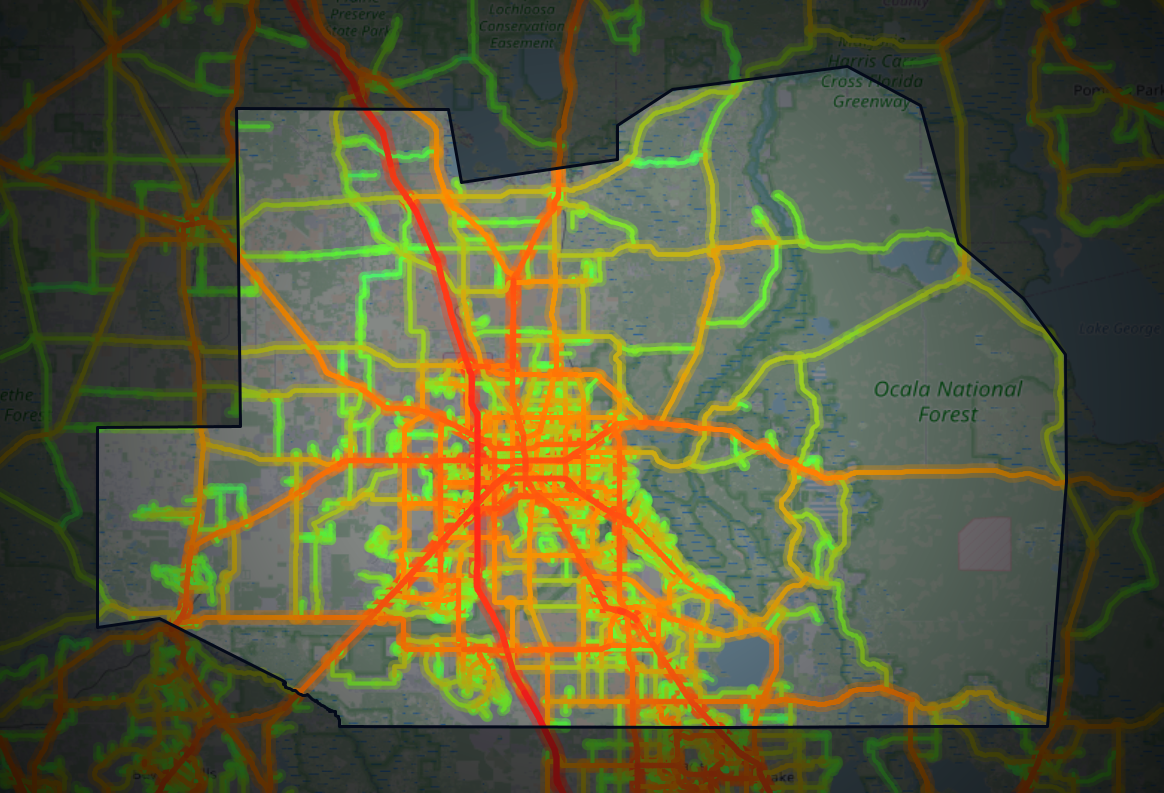 Traffic map of Marion, Florida