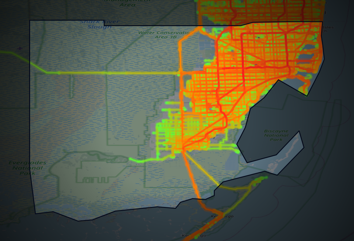 Traffic map of Miami-Dade, Florida