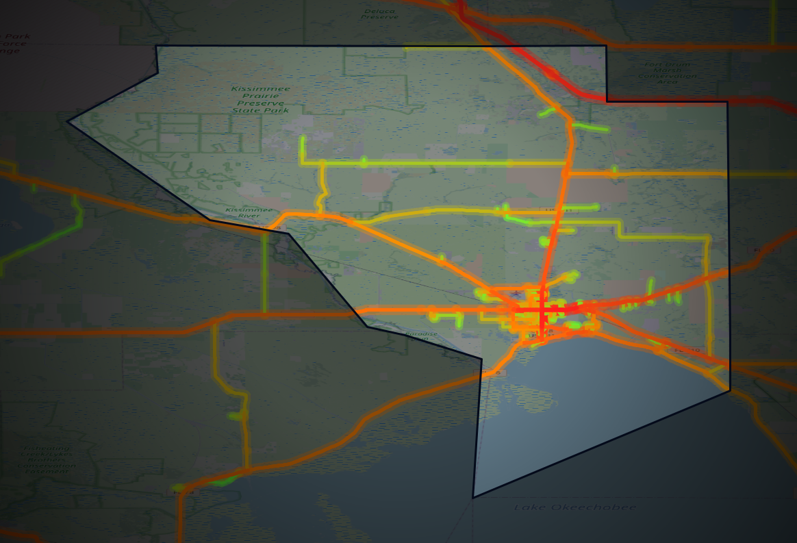 Traffic map of Okeechobee, Florida