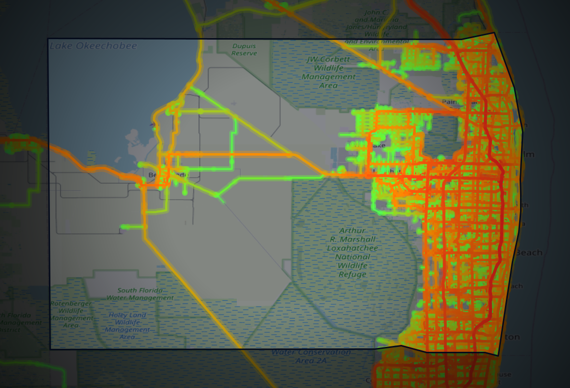 Traffic map of Palm Beach, Florida