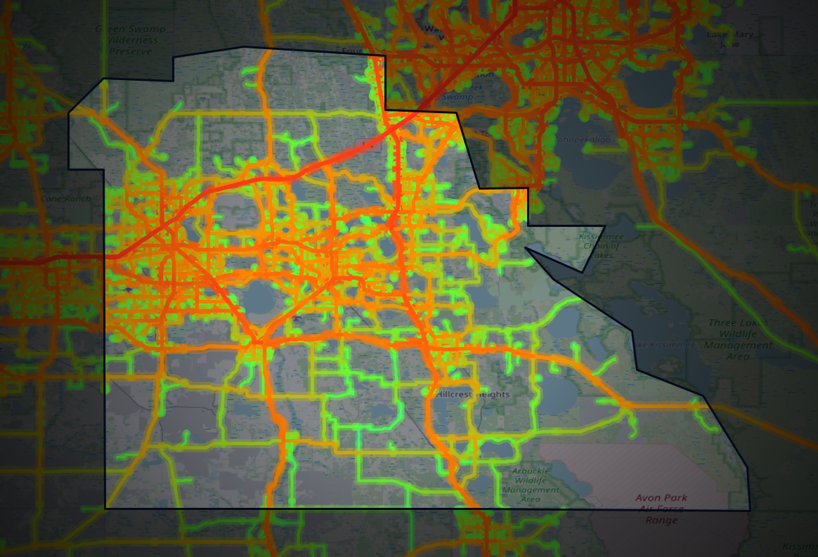 Traffic map of Polk, Florida