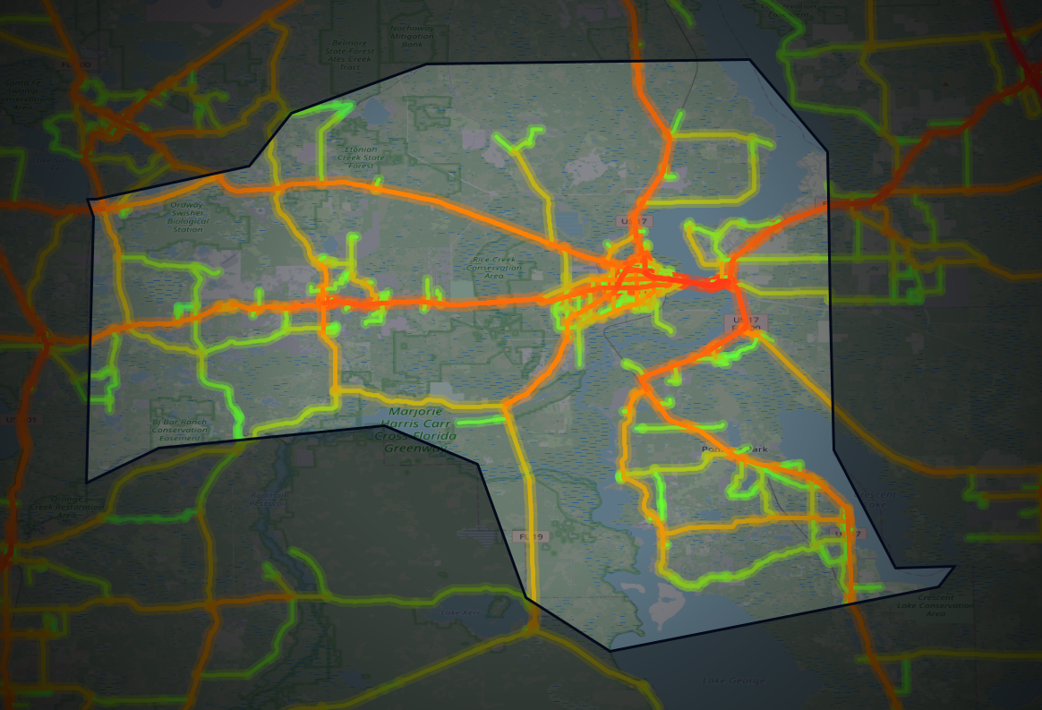 Traffic map of Putnam, Florida