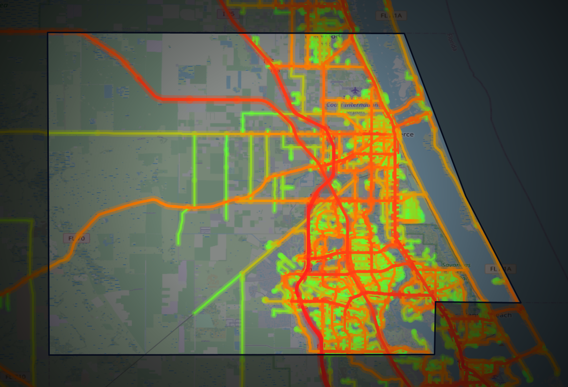 Traffic map of St. Lucie, Florida
