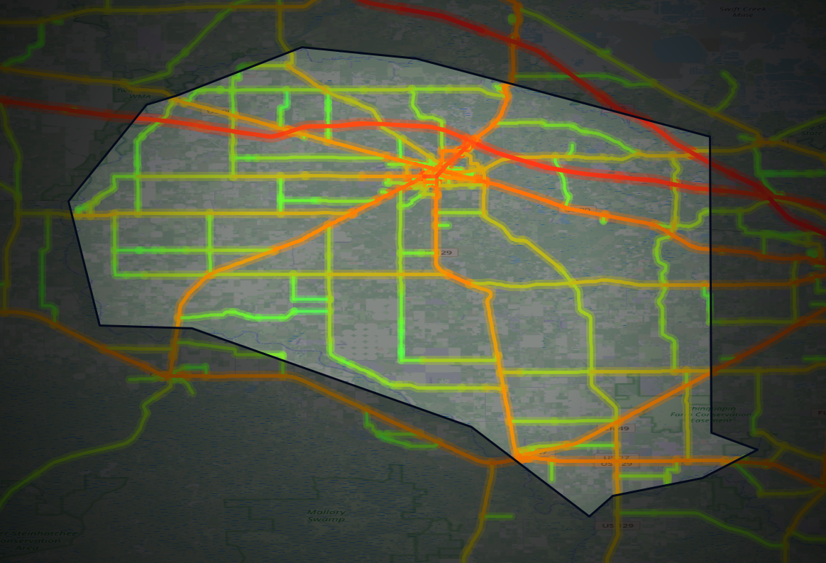 Traffic map of Suwannee, Florida