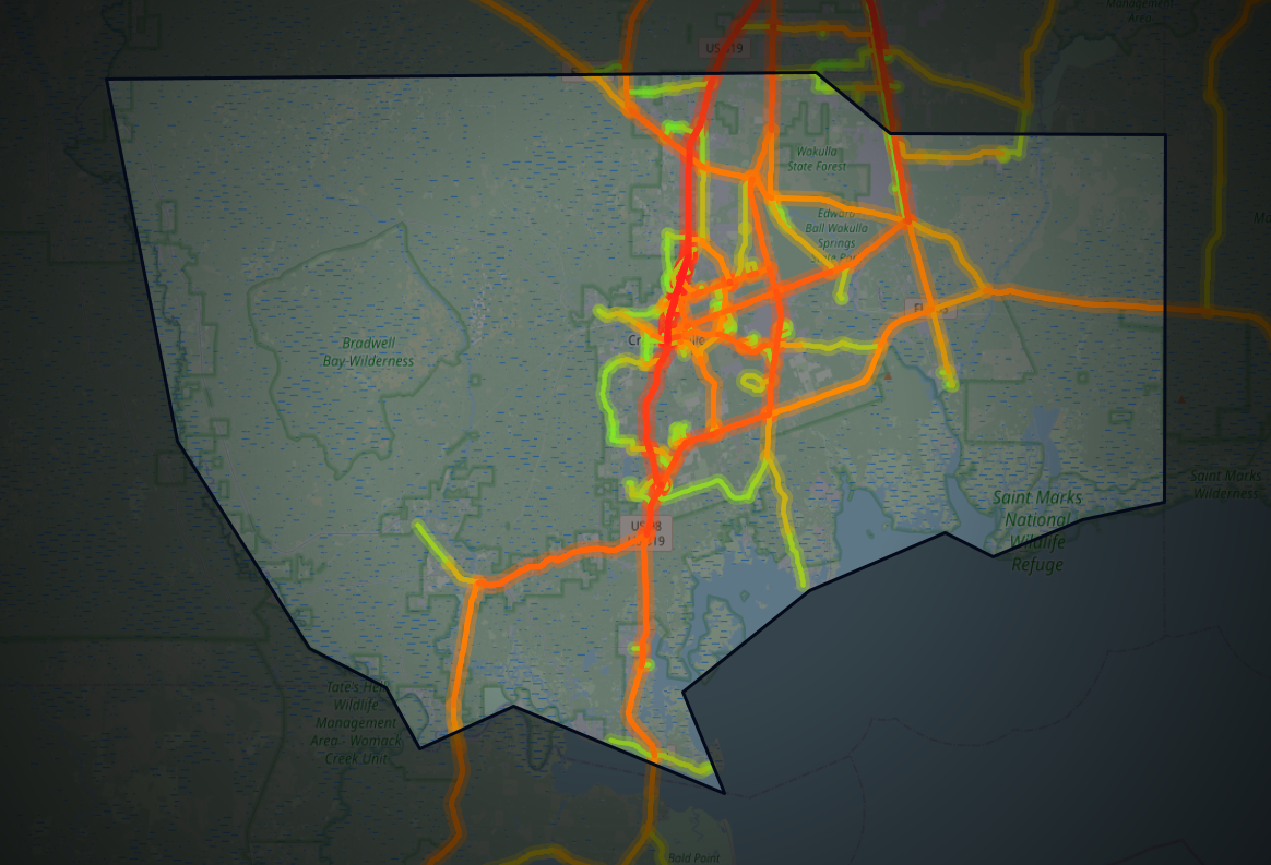 Traffic map of Wakulla, Florida