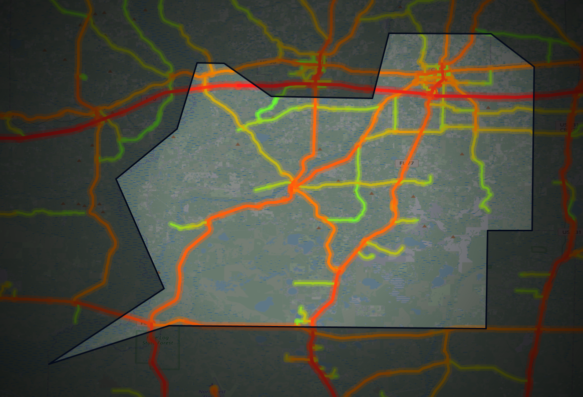 Traffic map of Washington, Florida