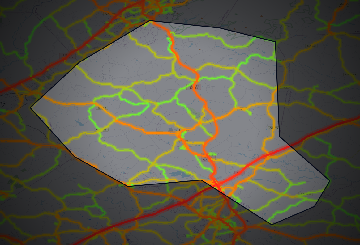 Traffic map of Banks, Georgia