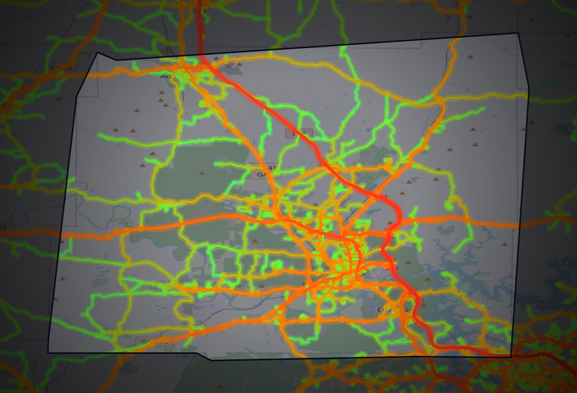 Traffic map of Bartow, Georgia