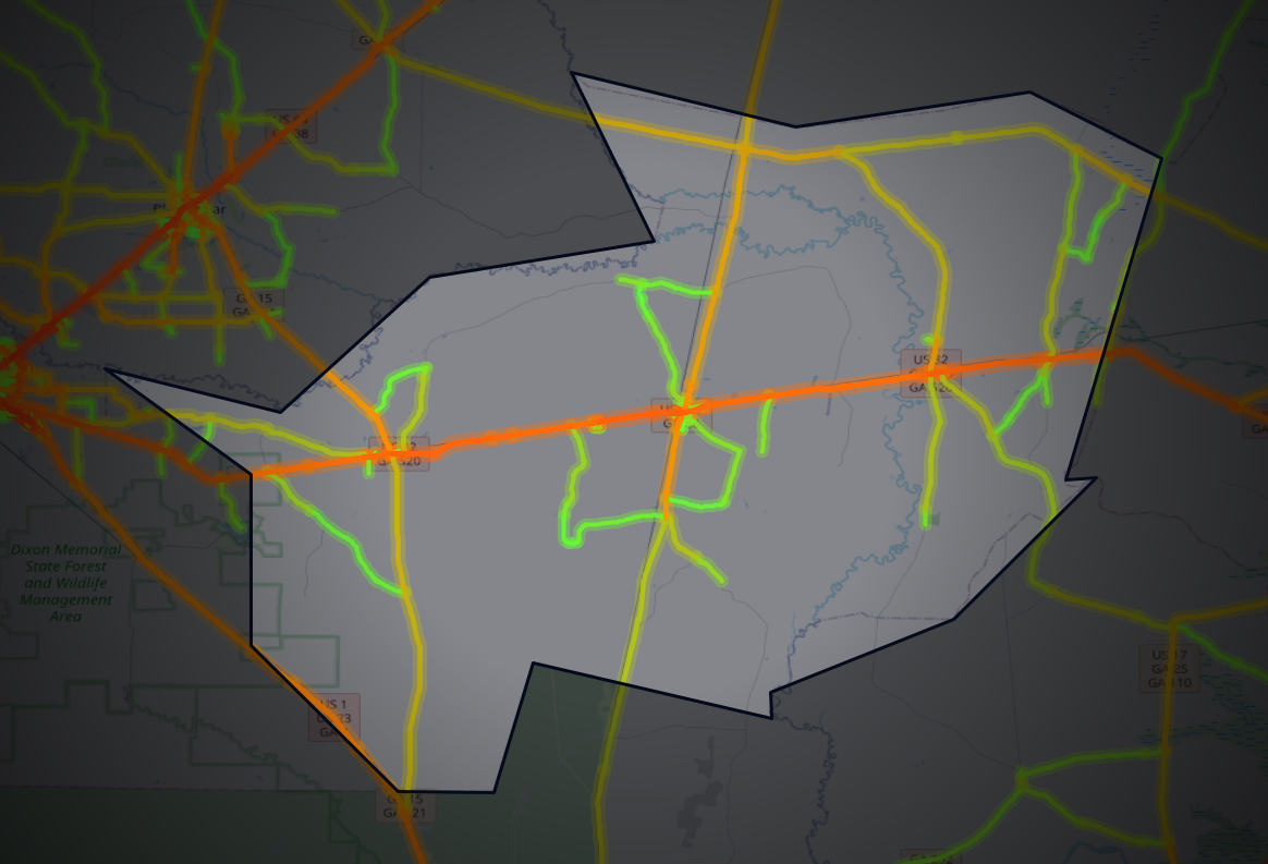 Traffic map of Brantley, Georgia