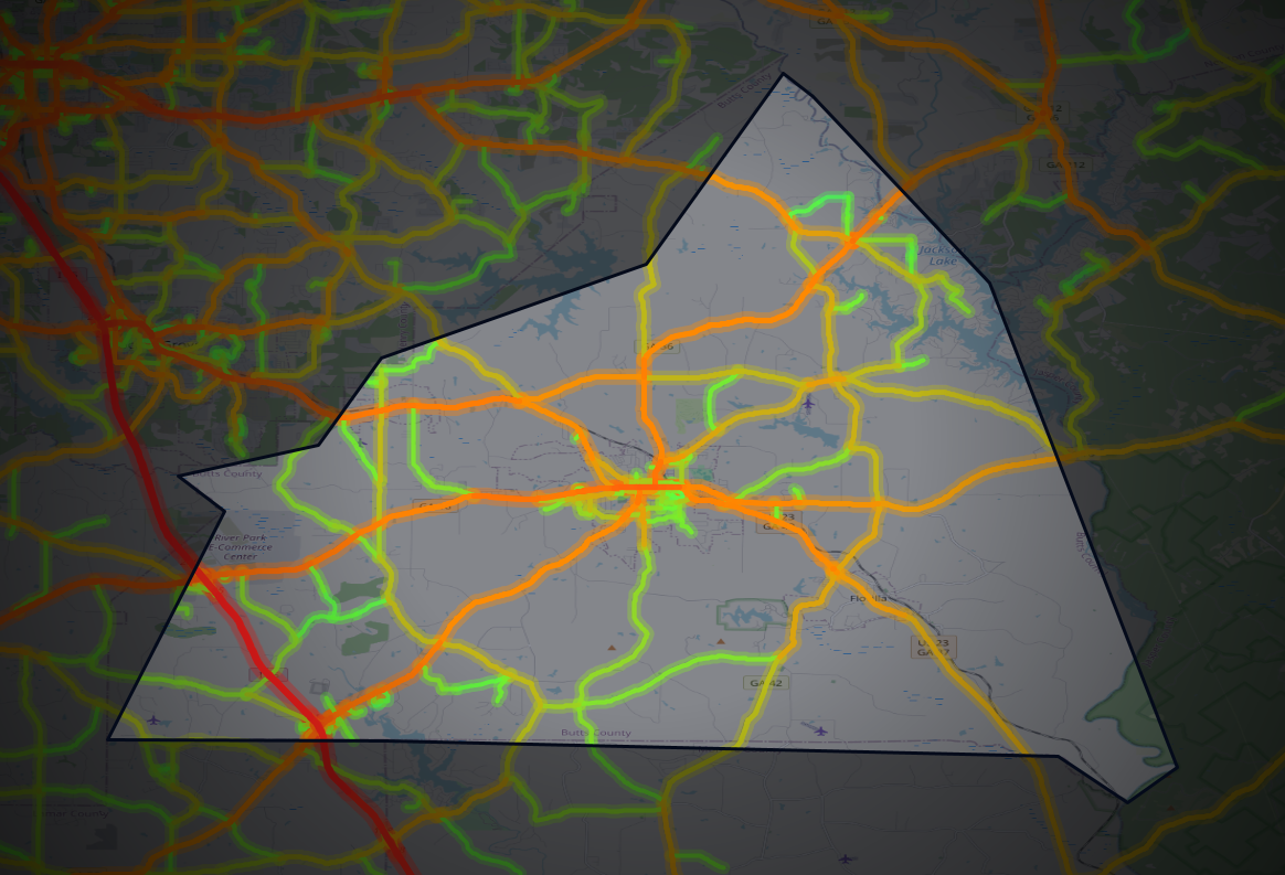 Traffic map of Butts, Georgia