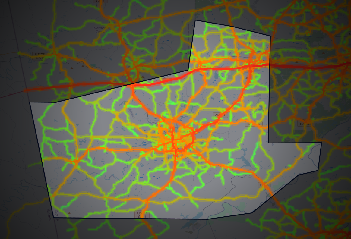 Traffic map of Carroll, Georgia