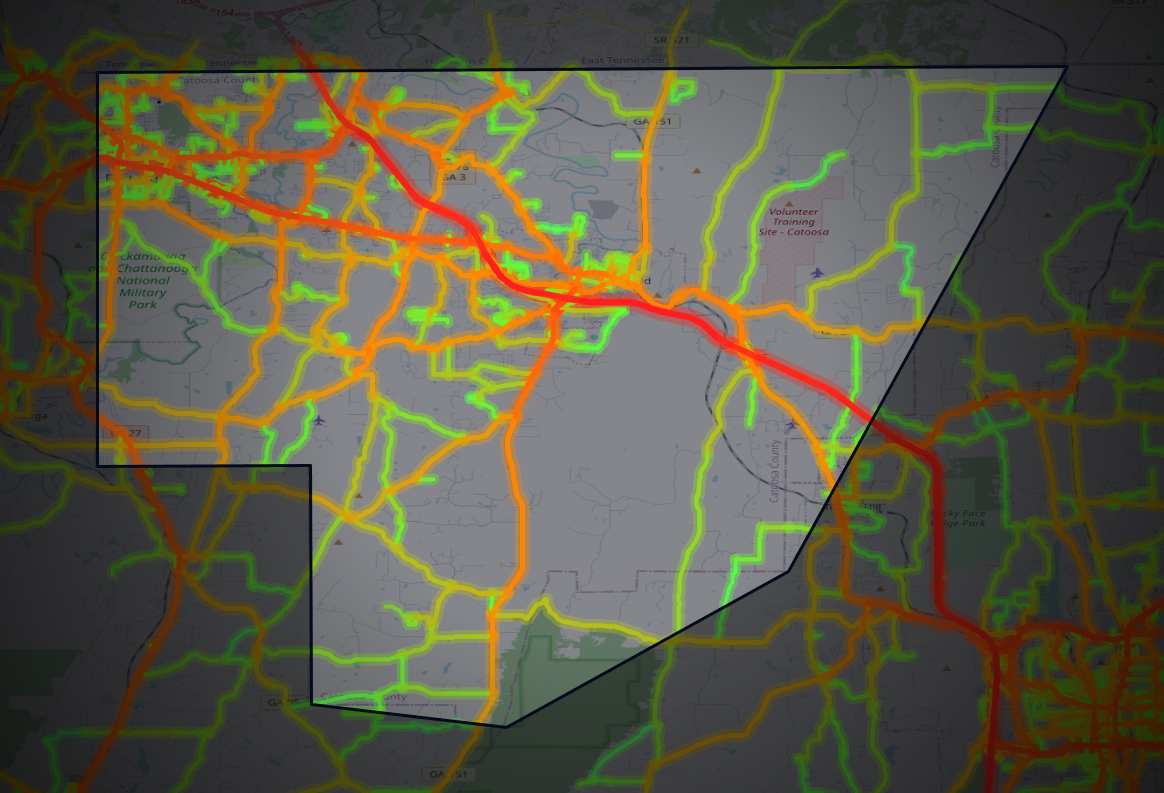 Traffic map of Catoosa, Georgia