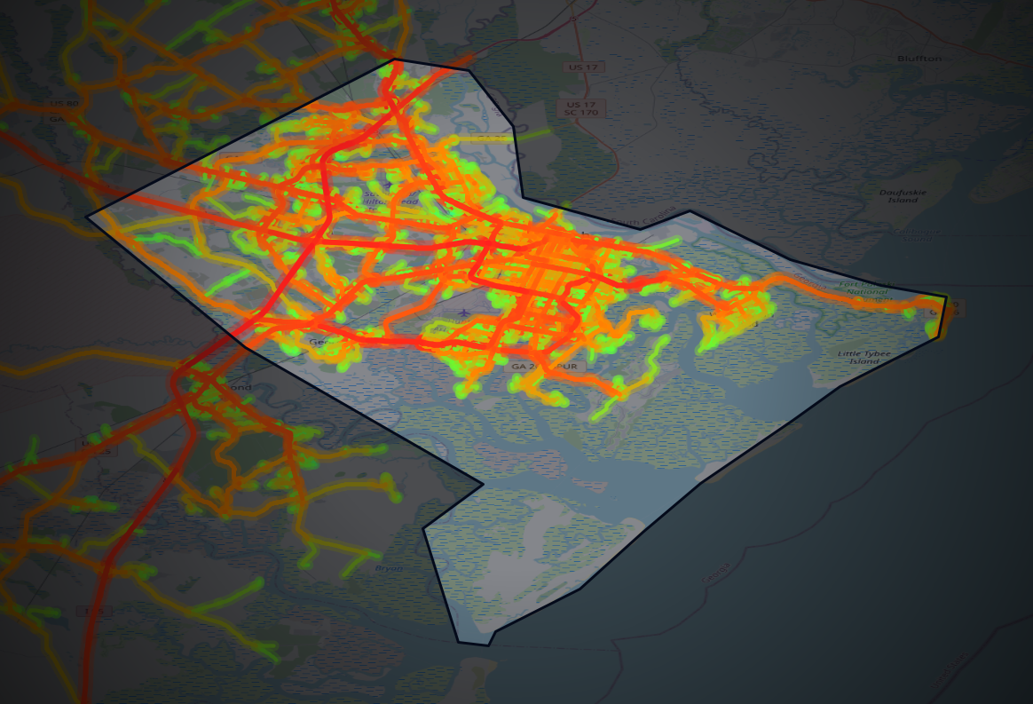 Traffic map of Chatham, Georgia