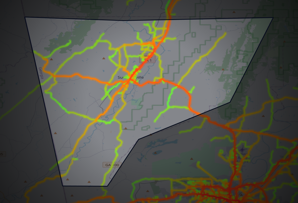 Traffic map of Chattooga, Georgia