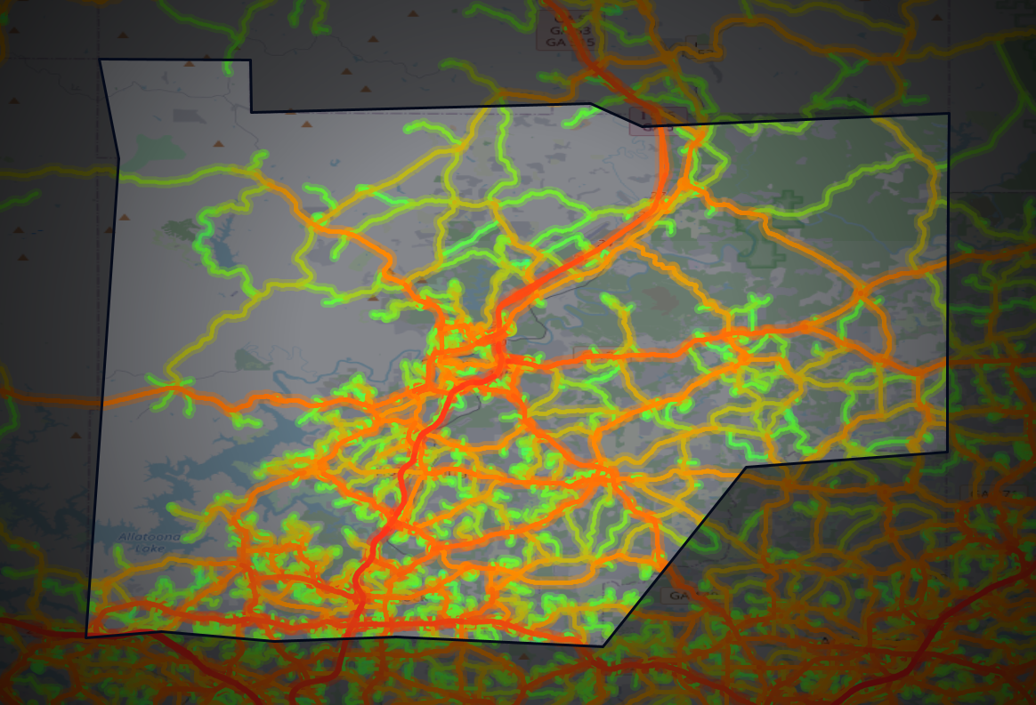 Traffic map of Cherokee, Georgia