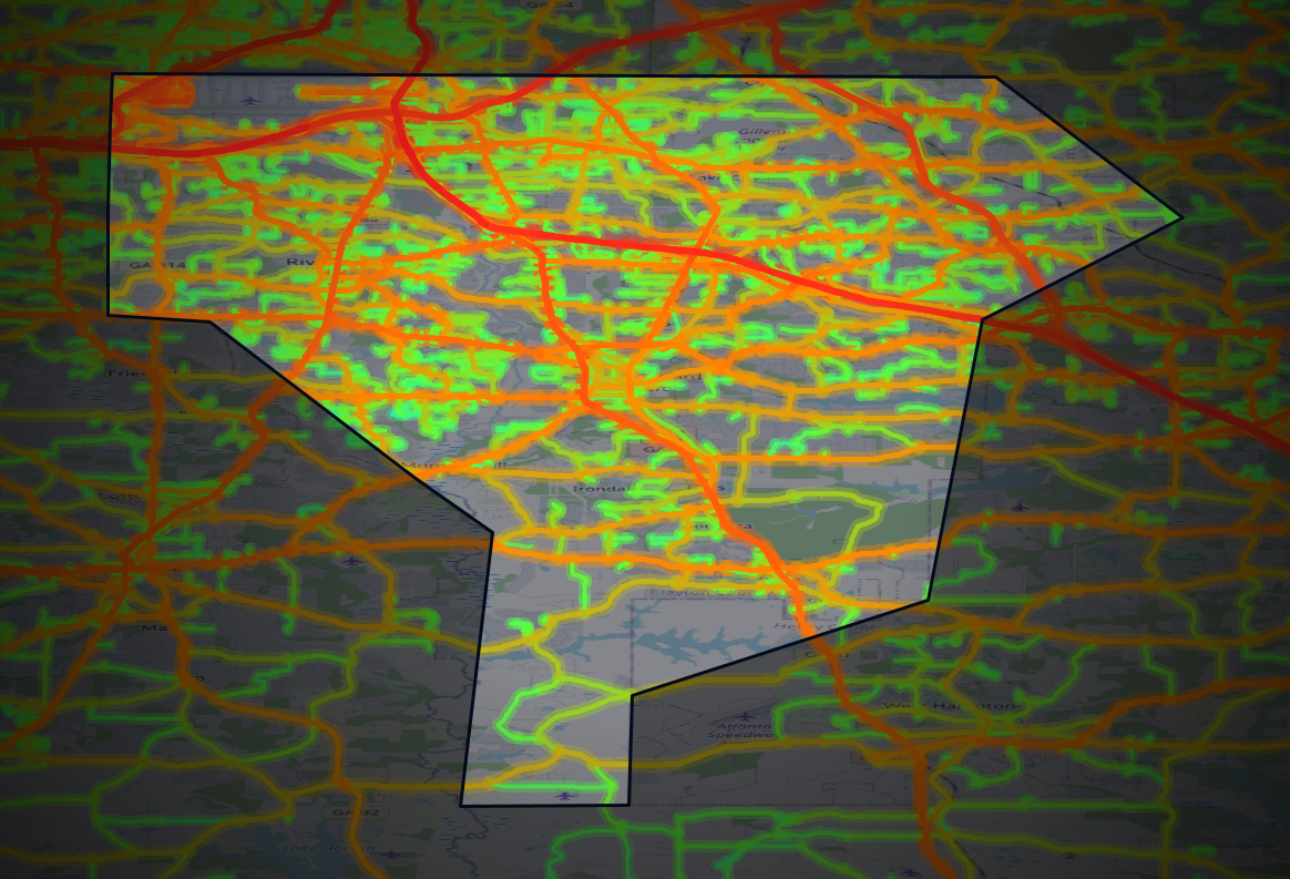 Traffic map of Clayton, Georgia