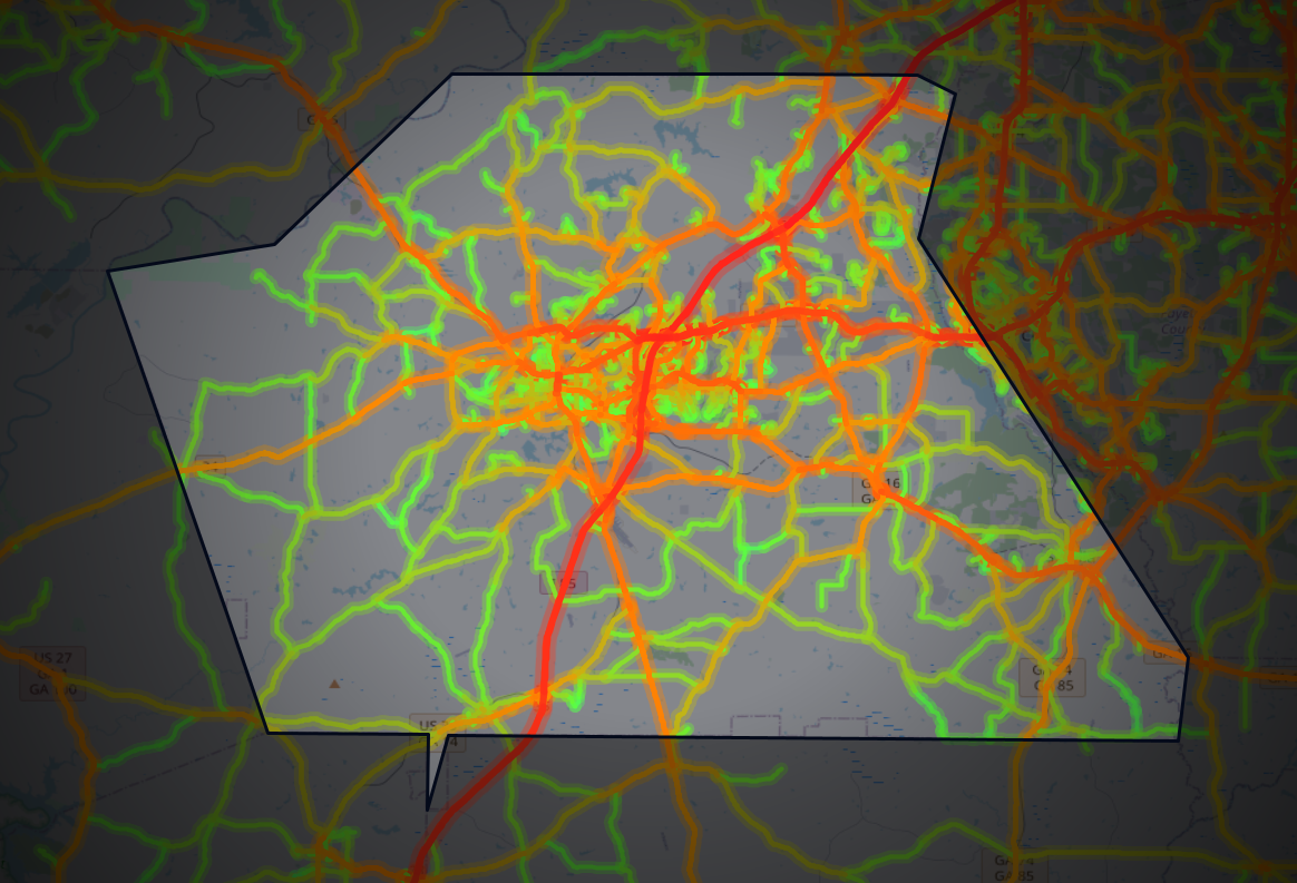 Traffic map of Coweta, Georgia