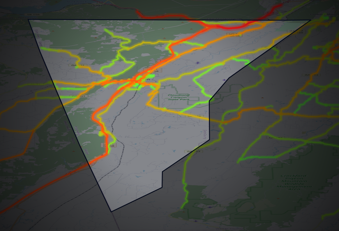Traffic map of Dade, Georgia