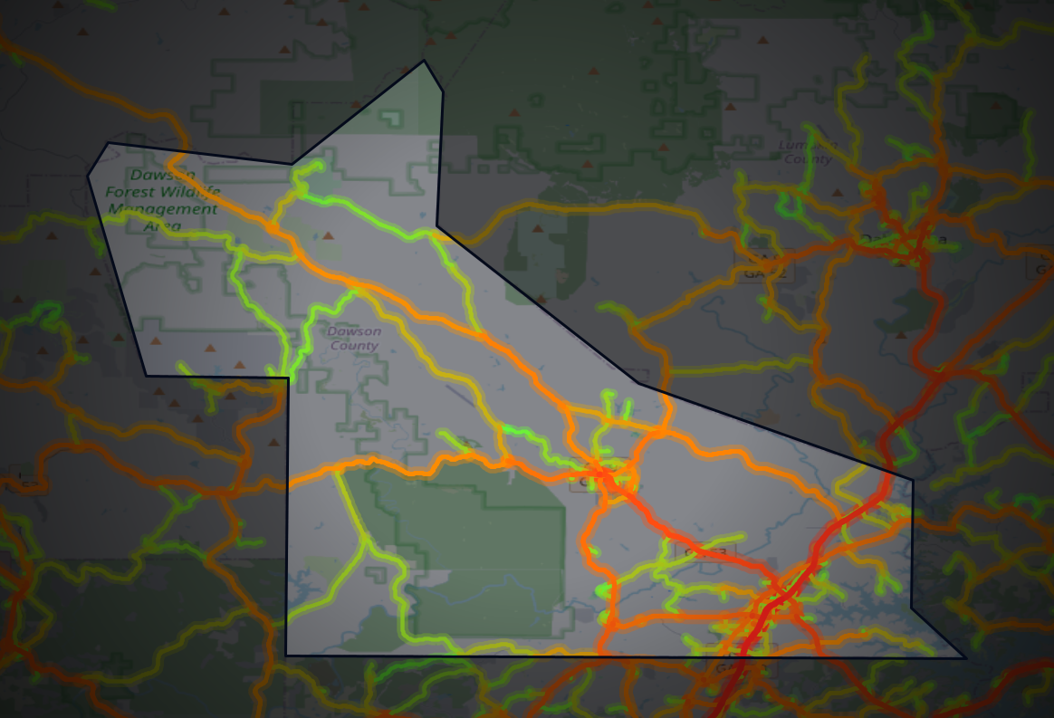 Traffic map of Dawson, Georgia