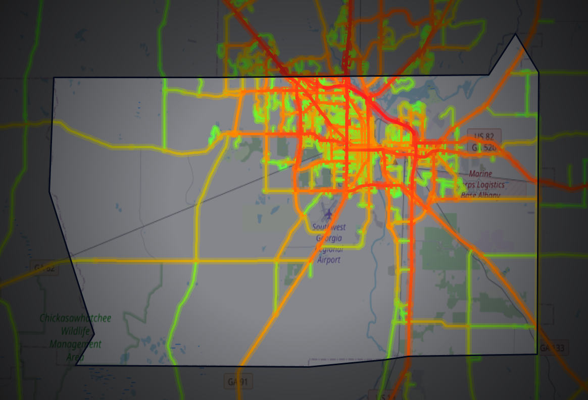 Traffic map of Dougherty, Georgia