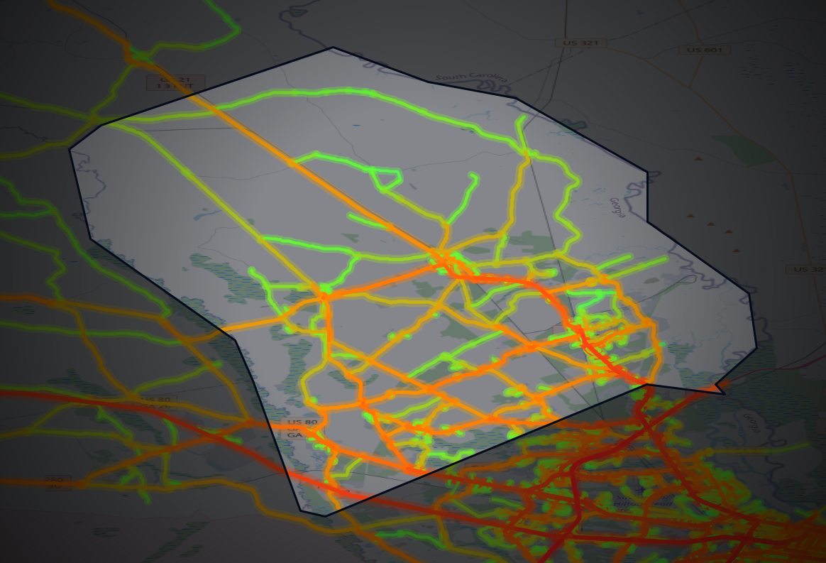 Traffic map of Effingham, Georgia