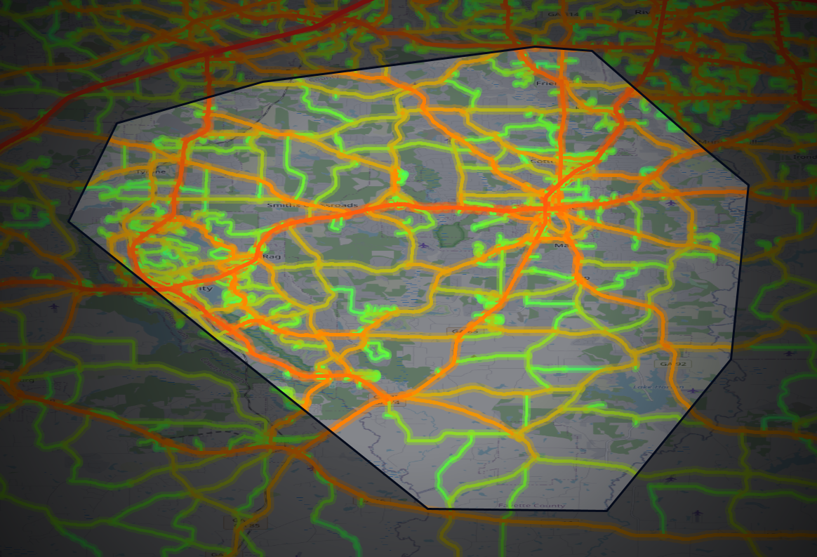 Traffic map of Fayette, Georgia