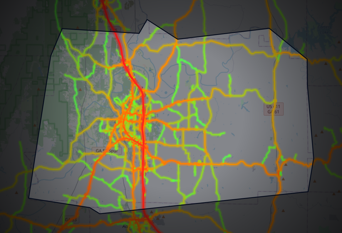 Traffic map of Gordon, Georgia