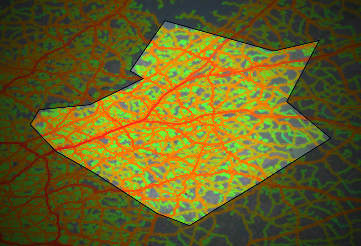 Traffic map of Gwinnett, Georgia