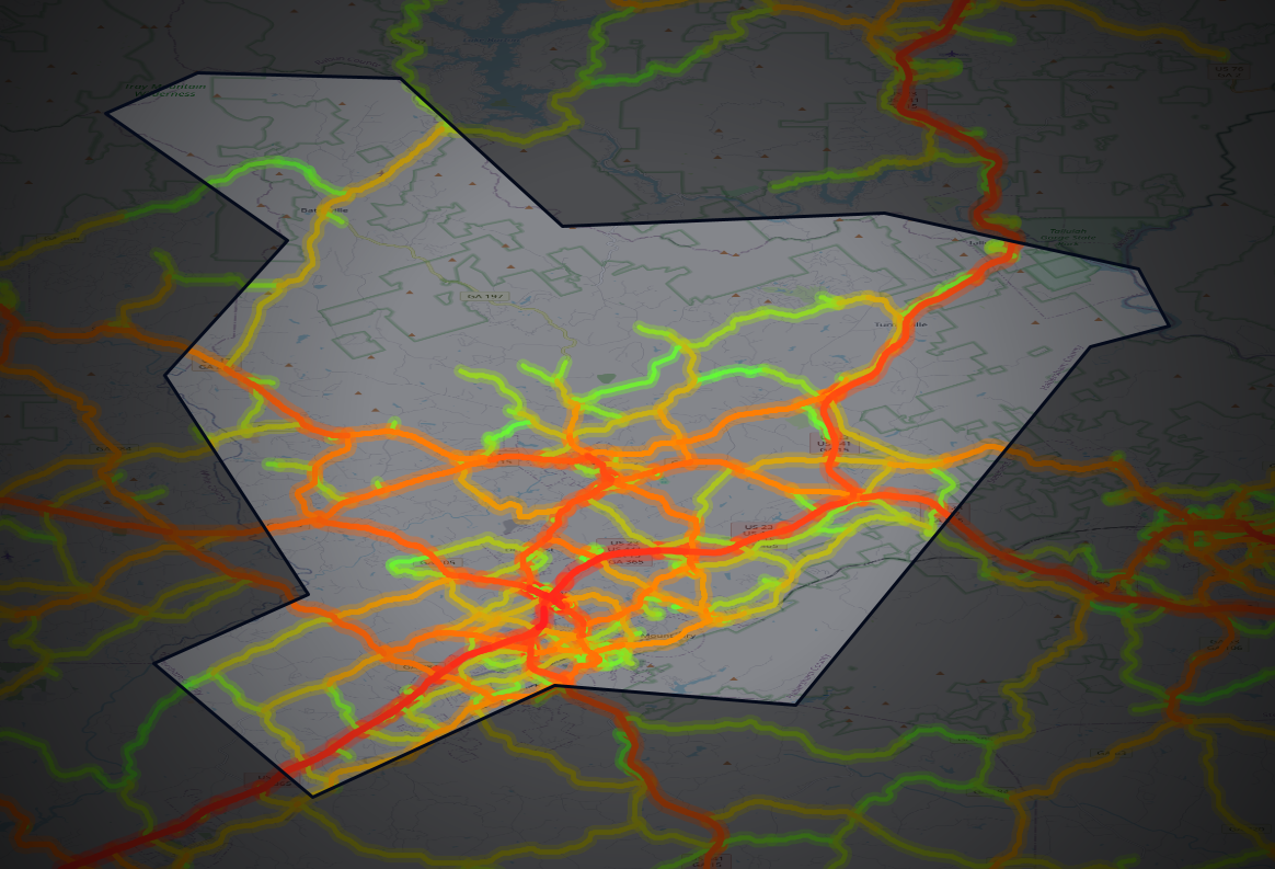 Traffic map of Habersham, Georgia