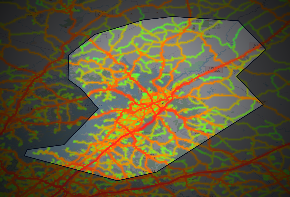 Traffic map of Hall, Georgia