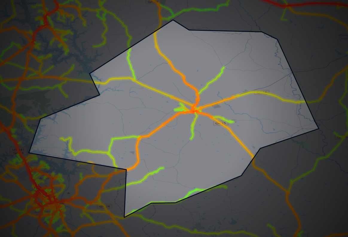 Traffic map of Hancock, Georgia