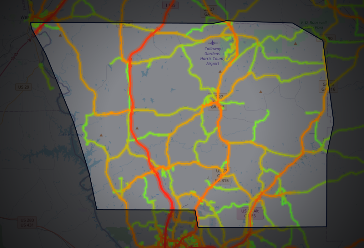Traffic map of Harris, Georgia