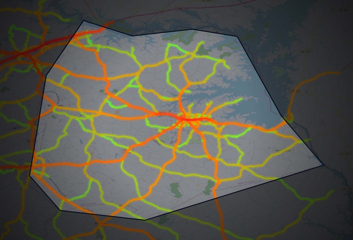 Traffic map of Hart, Georgia