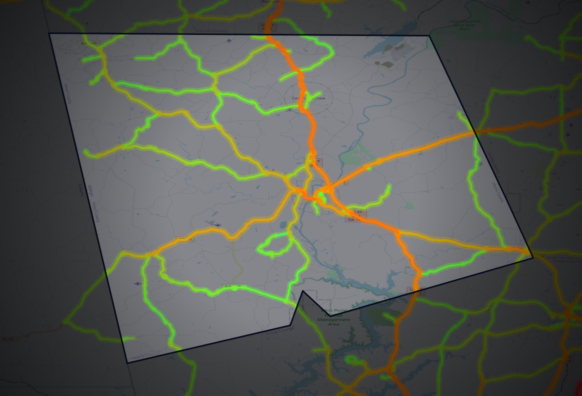 Traffic map of Heard, Georgia