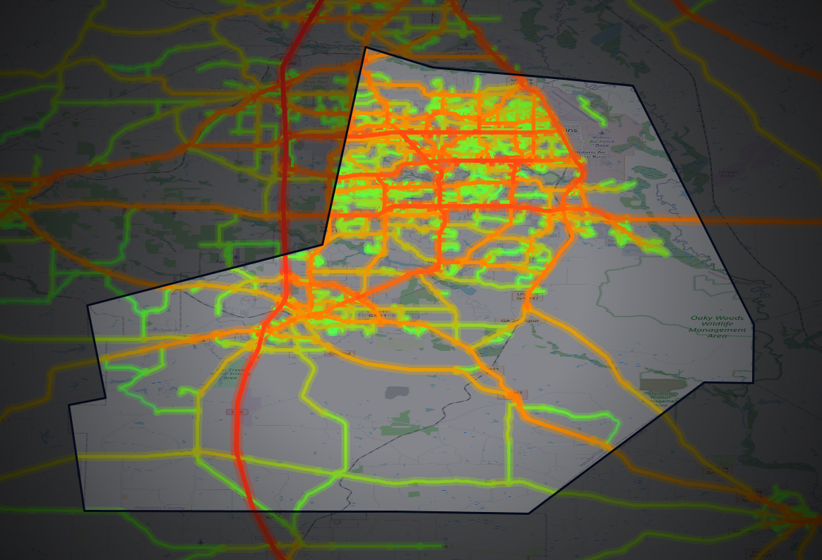 Traffic map of Houston, Georgia