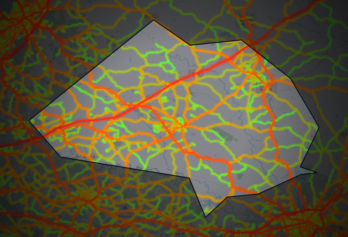 Traffic map of Jackson, Georgia