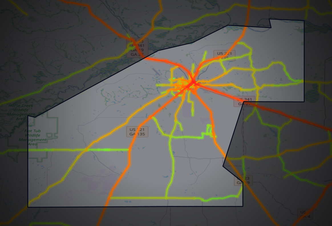 Traffic map of Jeff Davis, Georgia