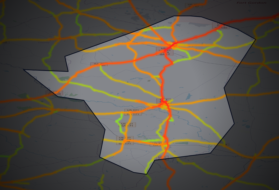 Traffic map of Jefferson, Georgia