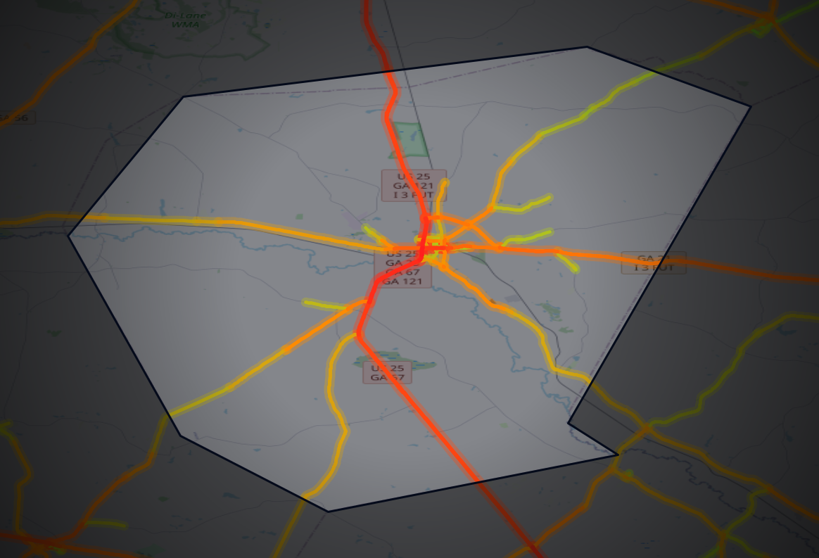 Traffic map of Jenkins, Georgia