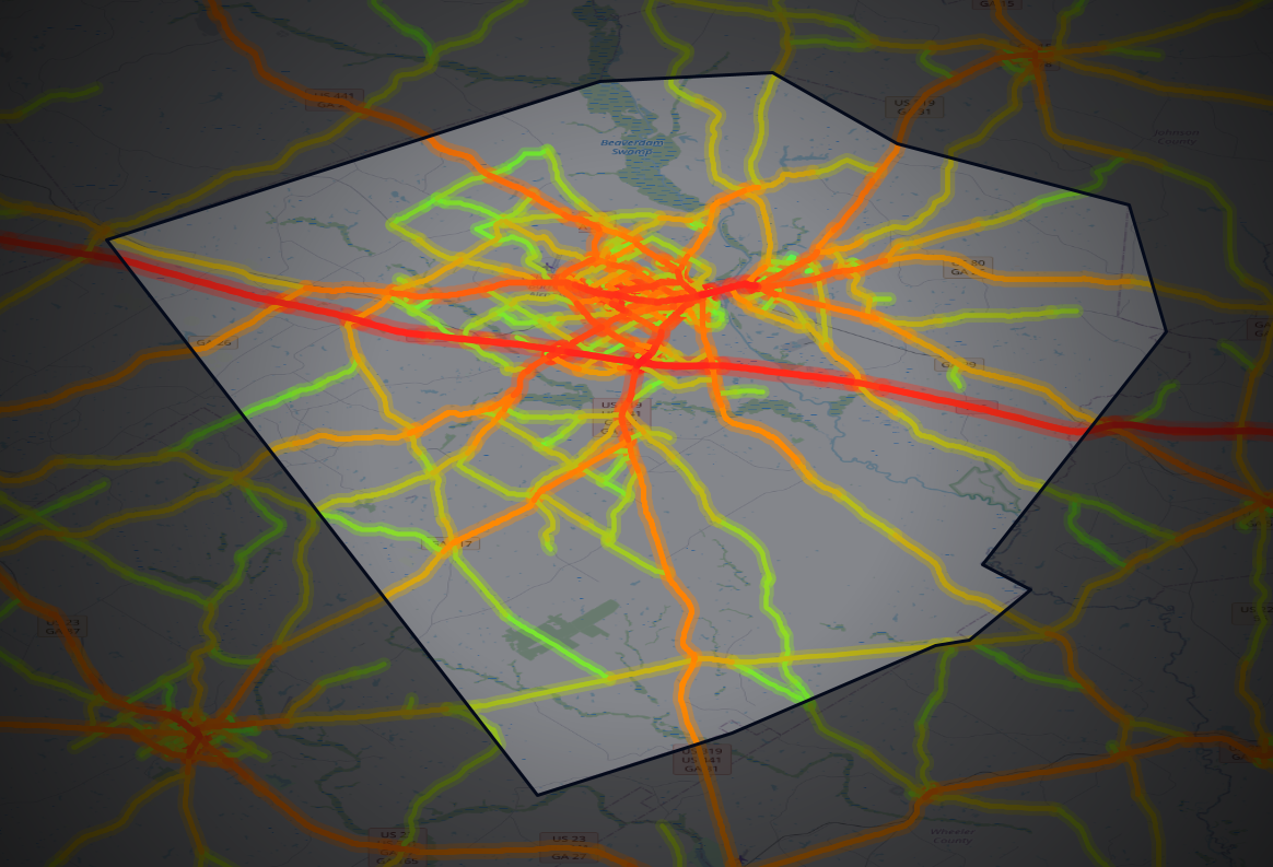 Traffic map of Laurens, Georgia