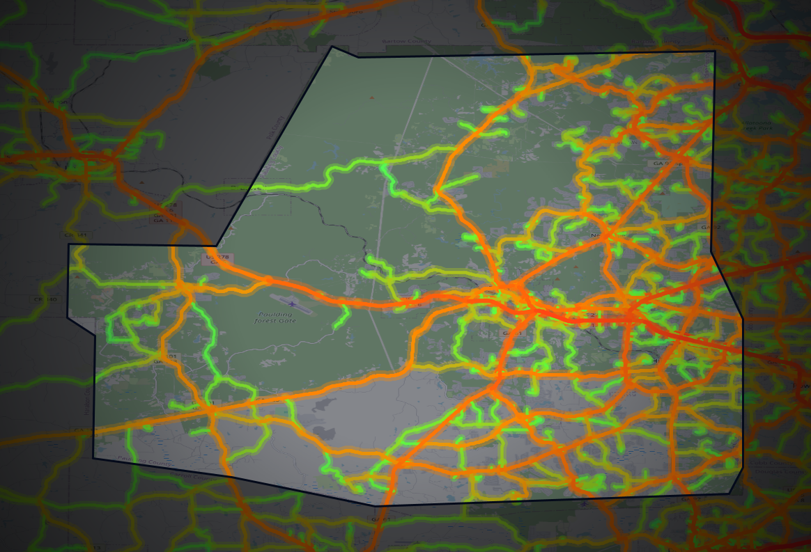 Traffic map of Paulding, Georgia