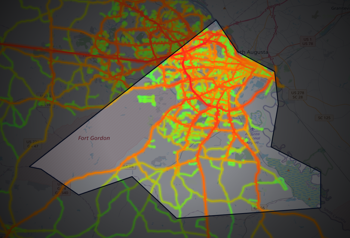 Traffic map of Richmond, Georgia