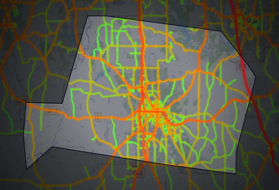 Traffic map of Spalding, Georgia