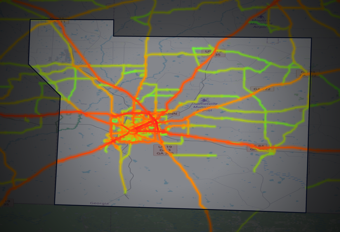 Traffic map of Thomas, Georgia